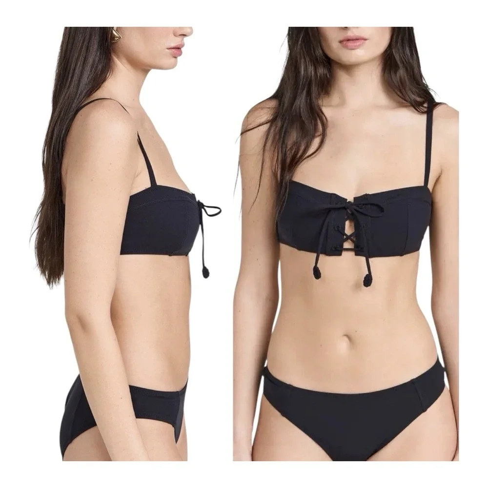 New ULLA Johnson Lea Bikini Set Swimsuit Women's Large Black Beach Vacation